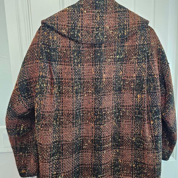 Vintage Marissa Ferrero Coat Womens Large Brown Plaid Wool Preppy 90s Academia - Picture 7 of 10